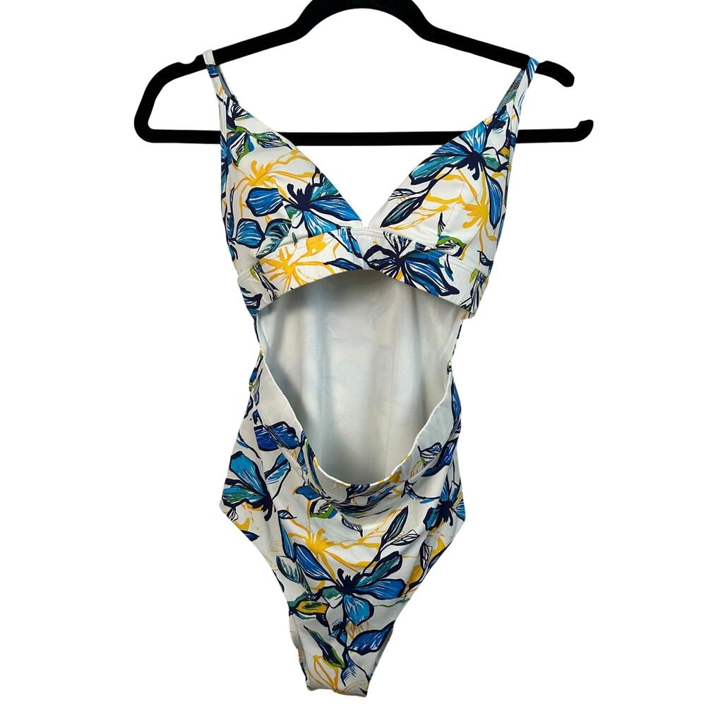 Sunseeker Floral Cutout High Waist One Piece Swimsuit Padded Bra Size 6 Beach